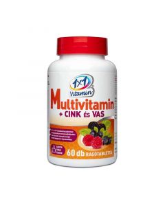1x1 Vitamin Multivitamin + cink és vas rágótabletta erdei gyümölcs ízben